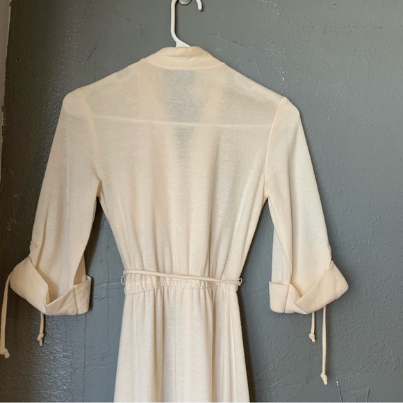 Vintage 70s Cream Knit Midi Dress | Sheer Sweater Dress small minimalist - Picture 6 of 14